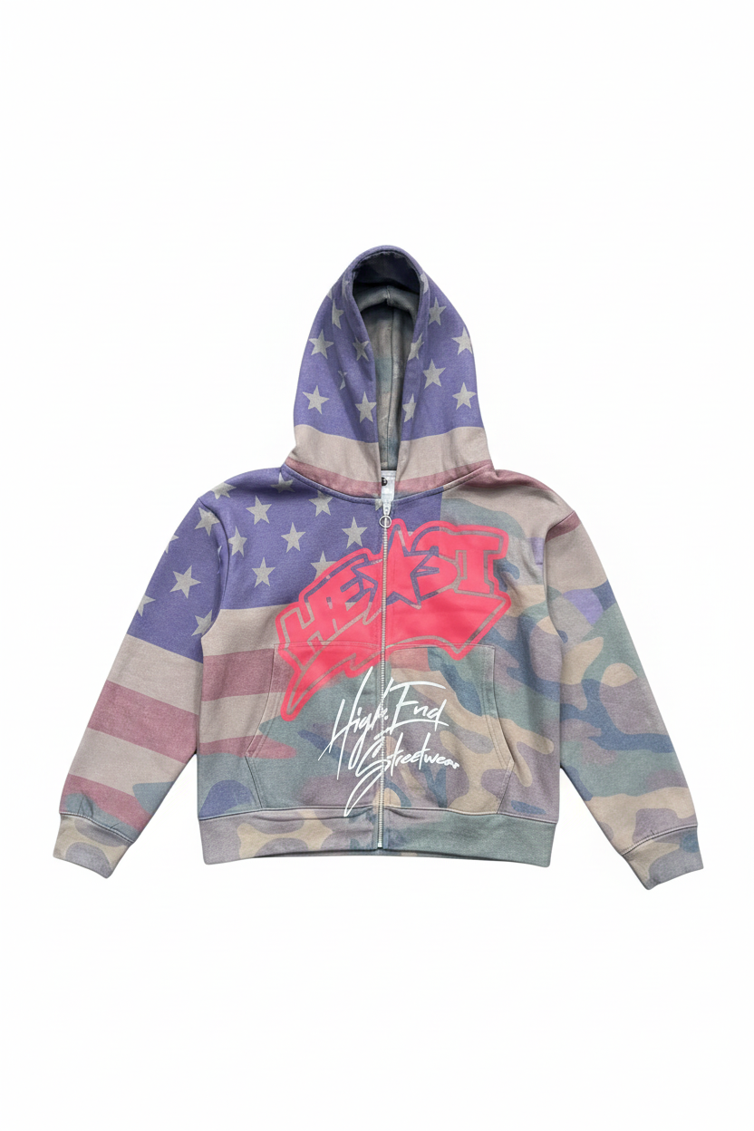 Highend American flag zip hoody