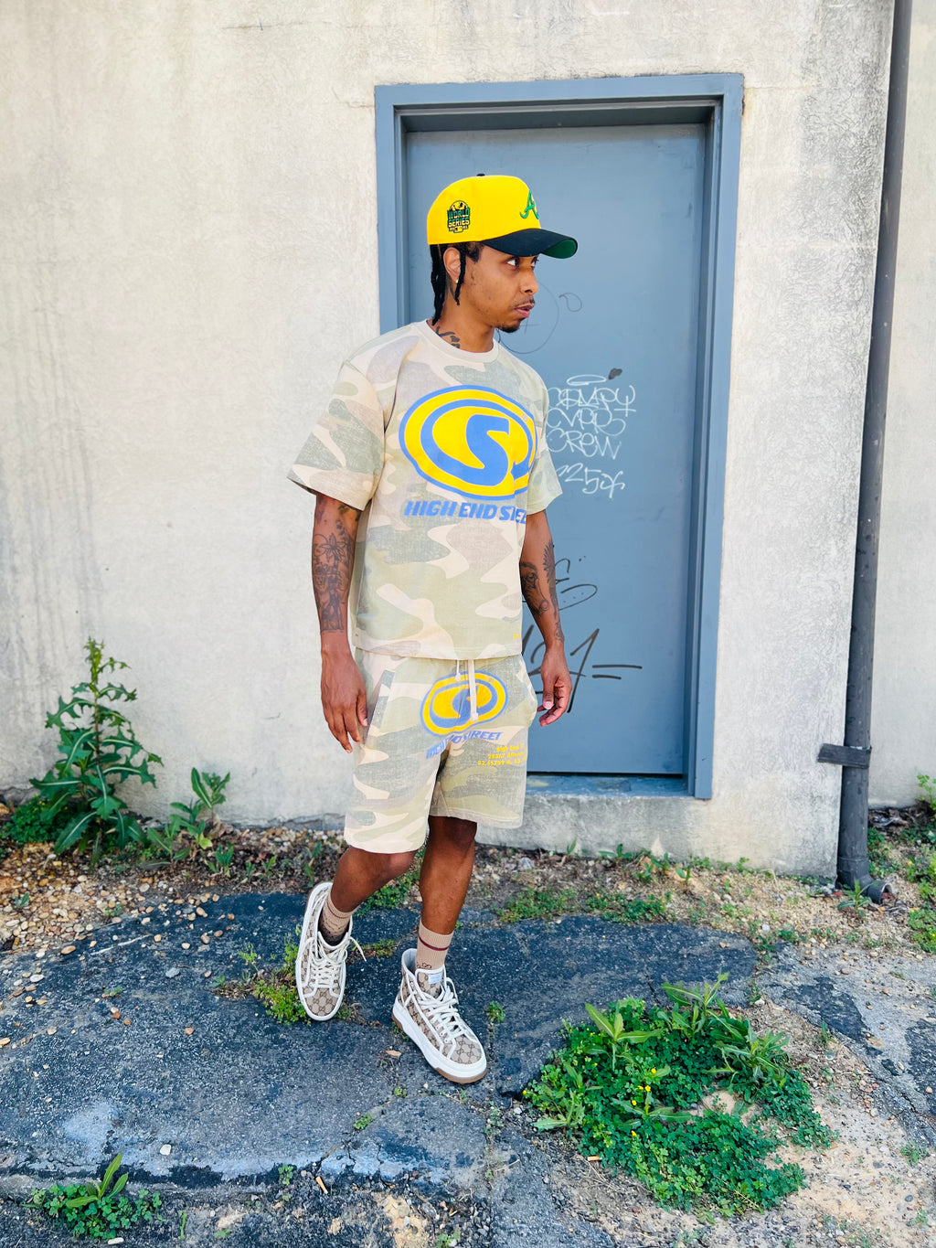 Highendstreetwear camo shorts