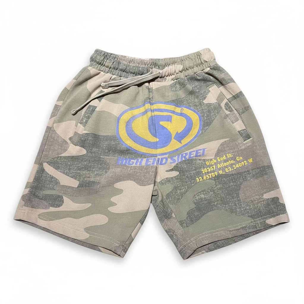 Highendstreetwear camo shorts